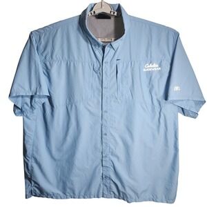 Cabela's‎ Guidewear 4XL Tall Fishing Shirt UPF 50 Short Sleeve Blue